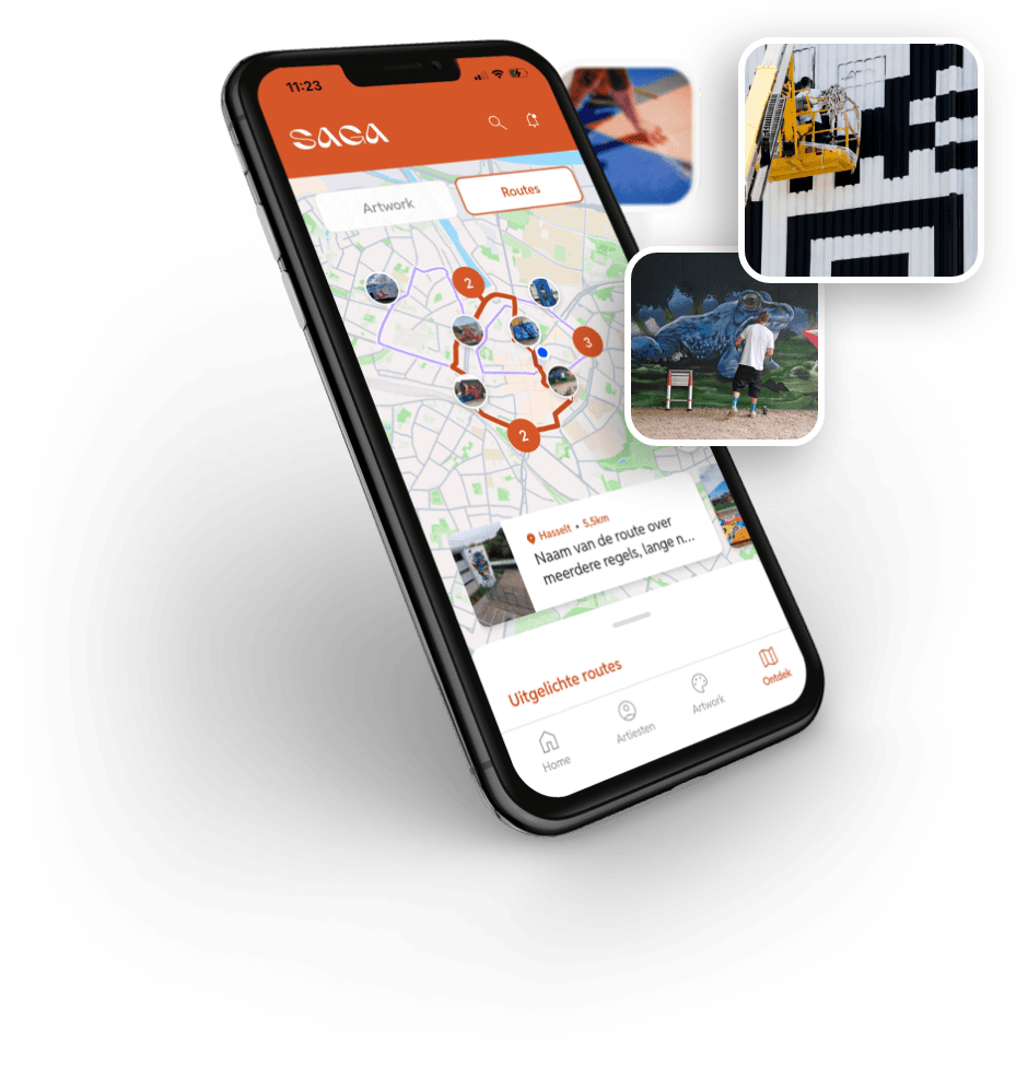 Saga mobile app mockup
